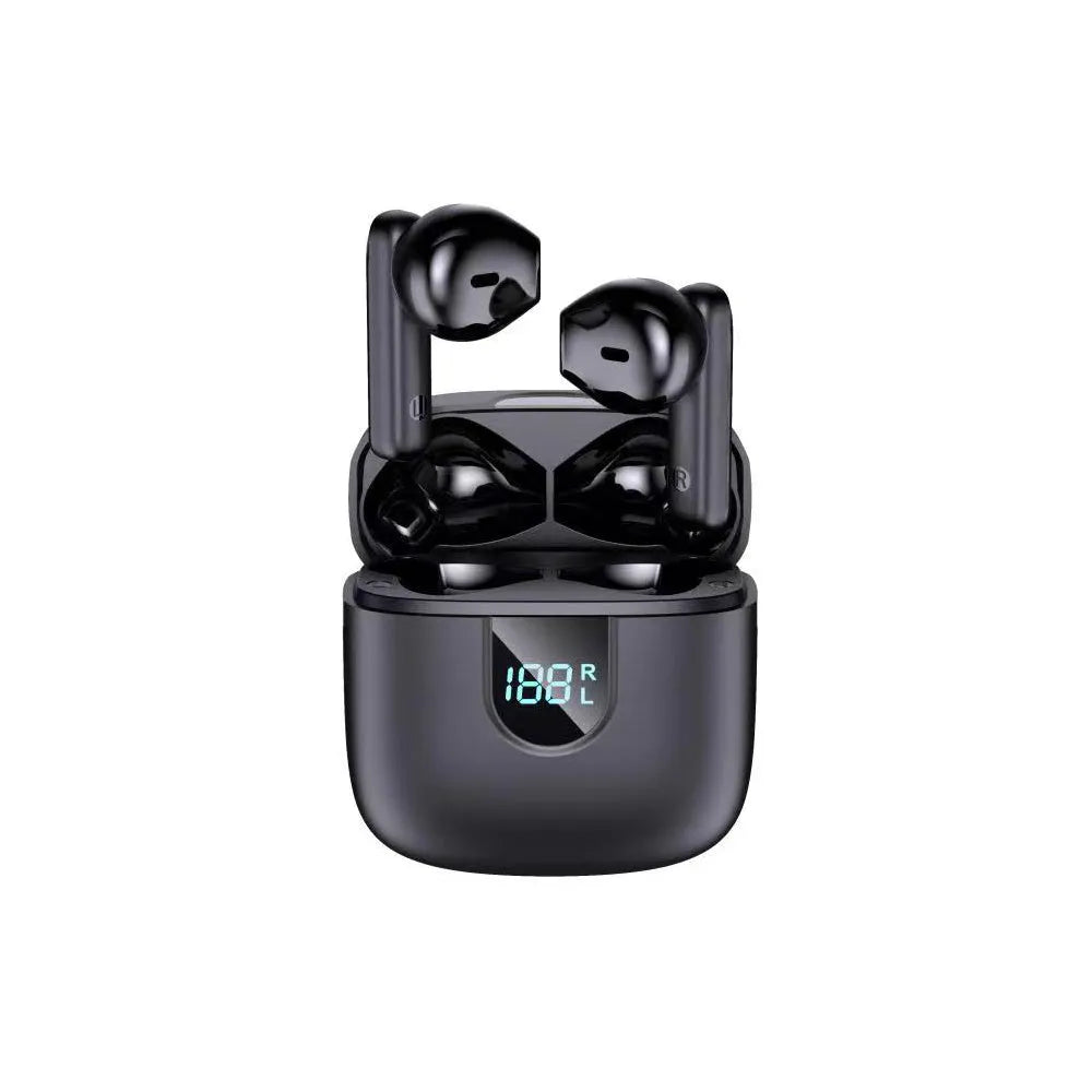 A18 noise reduction wireless Bluetooth headset in black, in-ear style with digital display screen