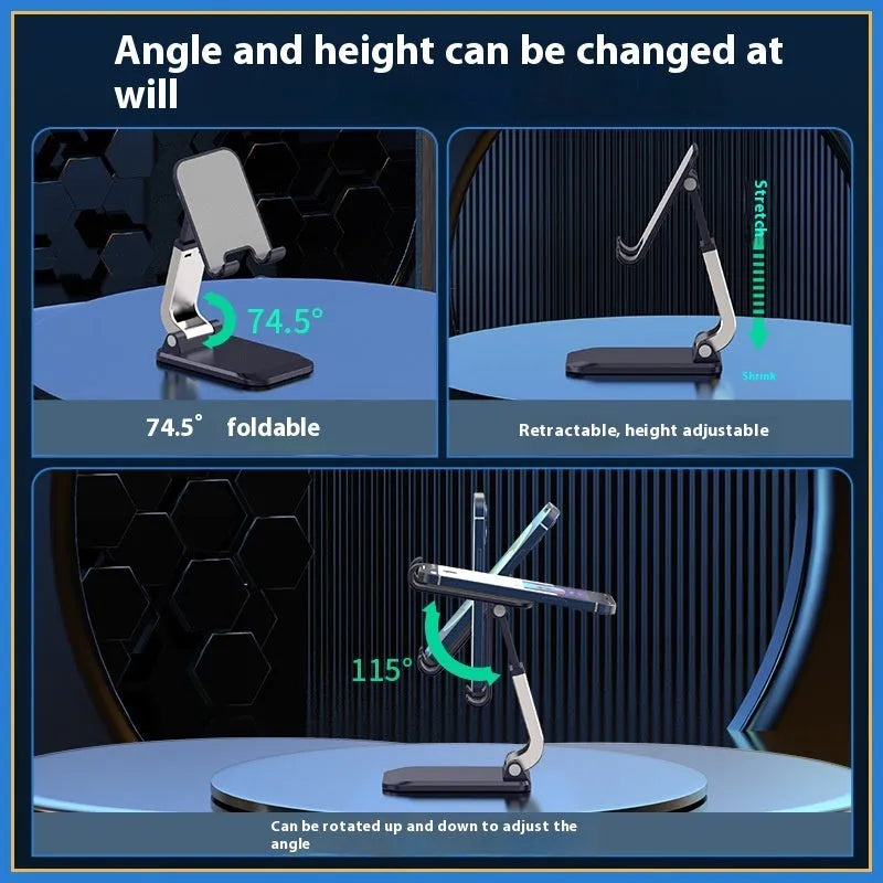 Folding portable desktop phone stand with weighted base in four colour options