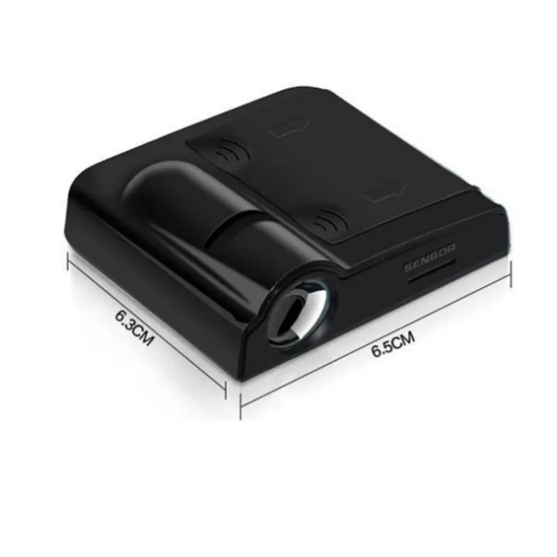Black wireless car door projection welcome light, 2PCS, 6.5x6.3x1.5cm, LED logo display for left and right doors