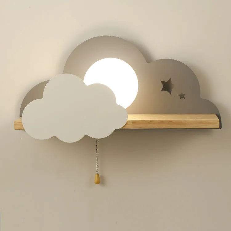 Cloud-shaped decorative wall lamp with glass shade in grey, pink, or white colour options