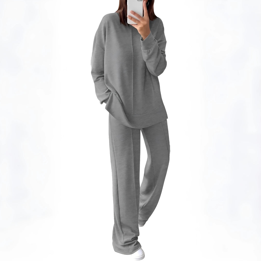 Women's long sleeve polyester jogging suit set in army green, shown as a top and trousers.