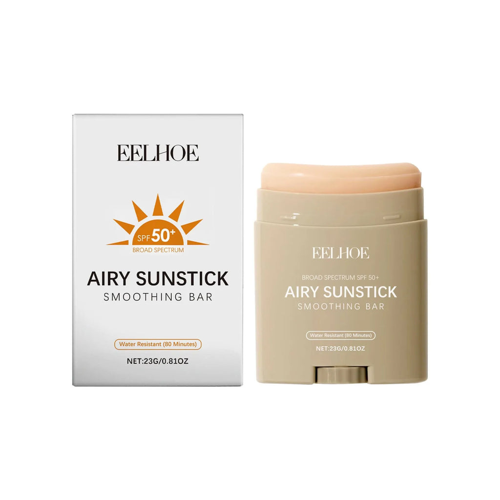 SPF50+ non-oily sunscreen stick in portable 23g packaging for face and body protection