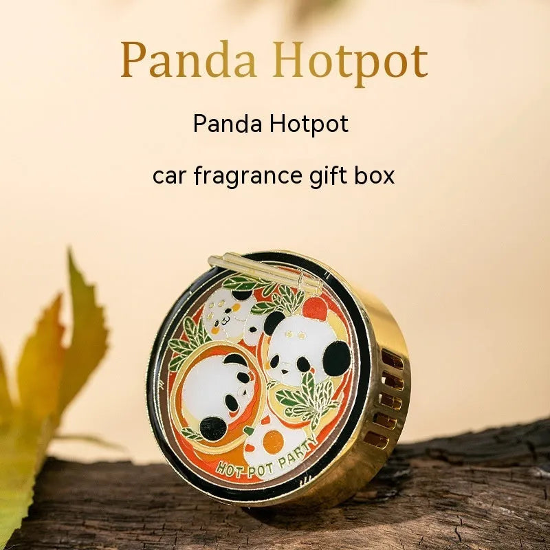 Panda hot pot design car fragrance diffuser with diatomaceous earth tablets for vehicle air freshening