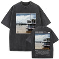 Washed-out vintage T-shirt for men and women in viscose fibre with polished finish, casual style