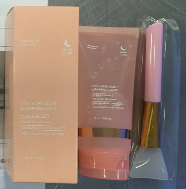 75ml collagen night face mask bottle with application brush for firming and hydration