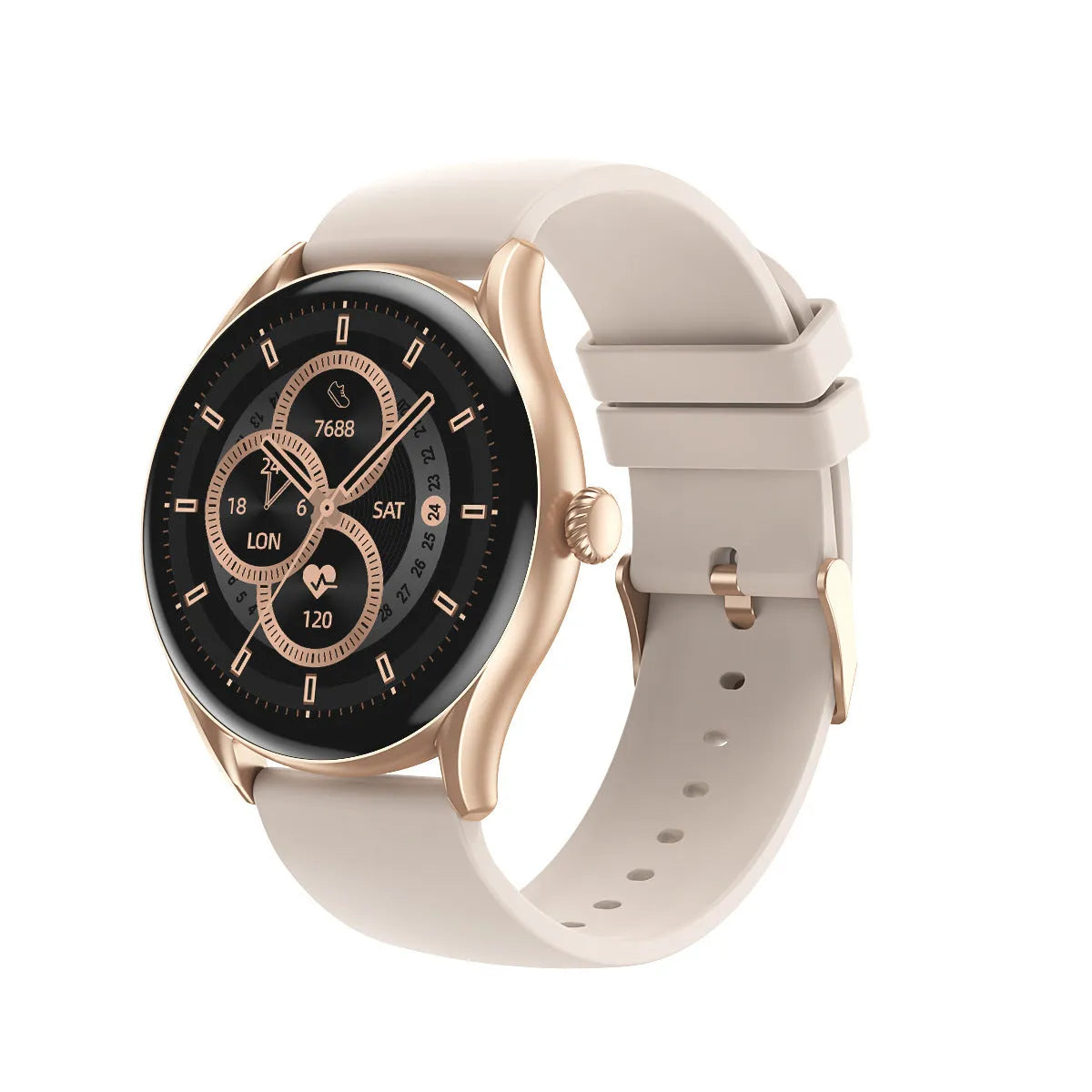 Portable smart sports watch with TFT screen, heart rate monitor, and Bluetooth calling, black, gold, or silver gray colour options