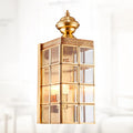 Gold copper LED wall lamp with glass shade, E27 holder, 130x410x150mm, for balcony or courtyard