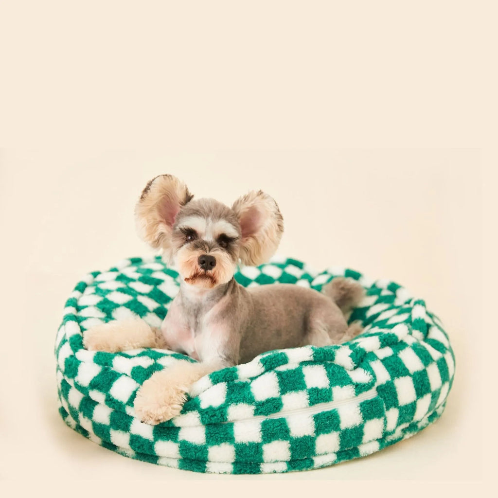 Universal dog kennel with removable washable cover in green, 60cm diameter