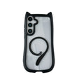 Personalised cat ears magnetic phone case for Samsung with acrylic shell in black colour