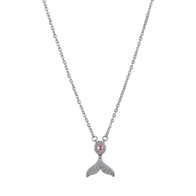 Simple sterling silver necklace with a geometric fishtail or angel wing pendant on an O-ring chain.