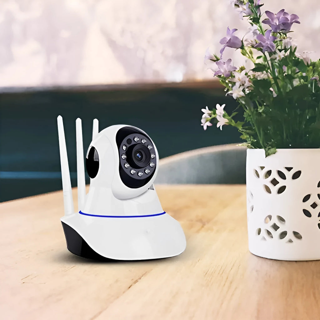 White wireless dome security camera with 3.6mm lens for HD indoor outdoor monitoring