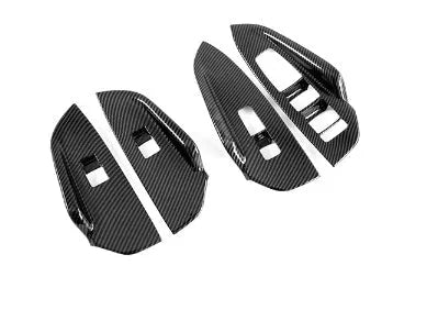Kaiku four-piece ABS car panel set in carbon fibre colour for glass lifting button panel and inner armrest frame