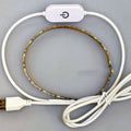 Flexible USB LED light strip with touch control showing positive white and warm white illumination options