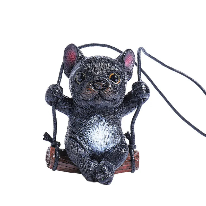 Resin bulldog car hanging ornament for rearview mirror decoration in cartoon style