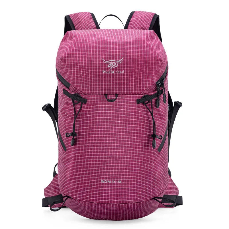 11L waterproof nylon outdoor mountaineering bag with curved shoulder straps, available in six solid colours for outdoor sports and travel.