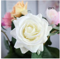 Artificial silk rose bouquet with 42cm length and 8.5cm flower head in multiple colour options