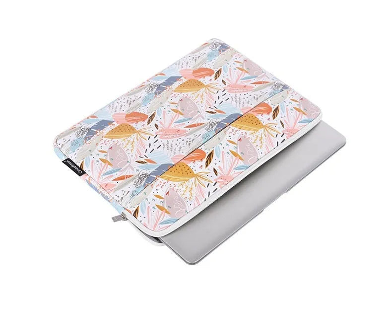 White PU leather laptop inner sleeve for 14 inch computers, showing simple design.