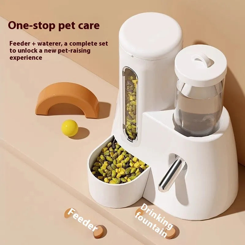 A white, blue, or pink plastic automatic water feeder and food basin for Djungarian hamsters.