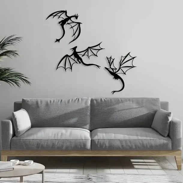 Black metal animal silhouette wall hanging decoration 30cm long side