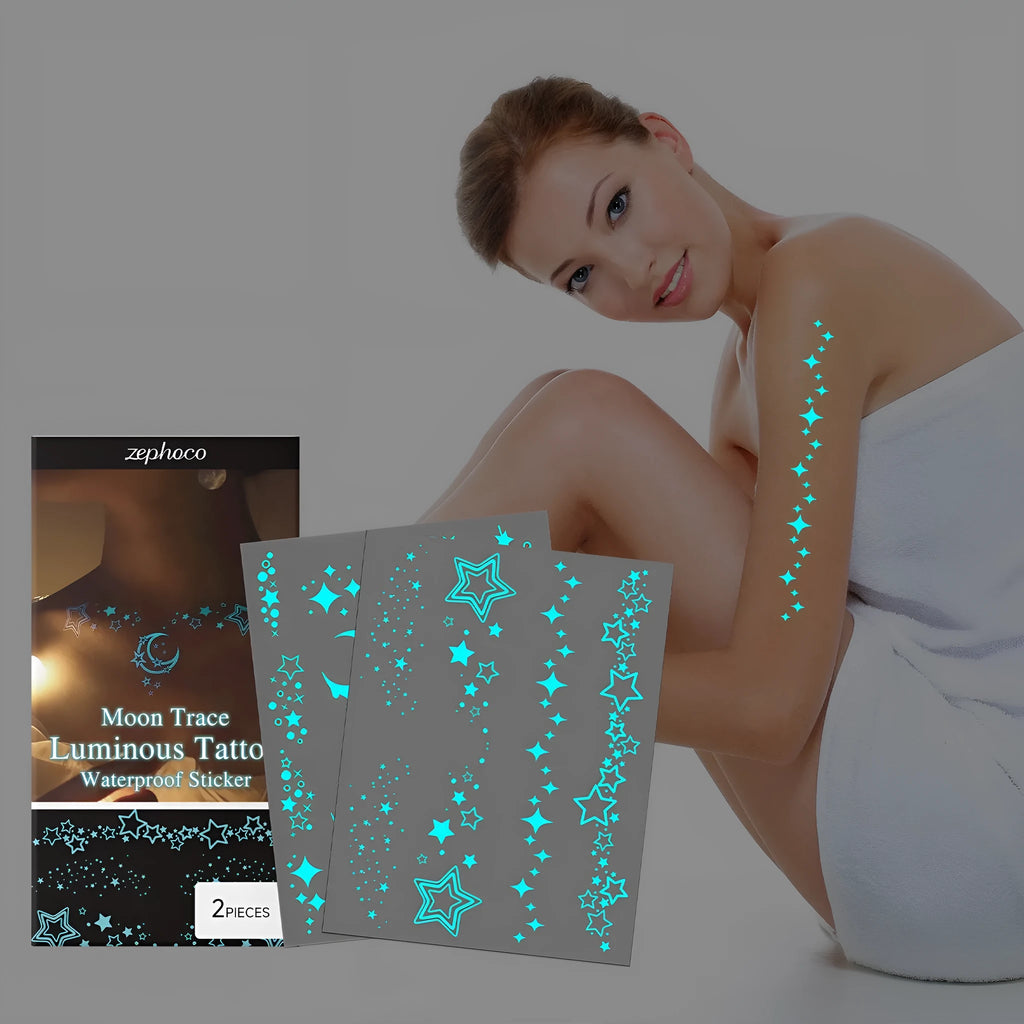 Luminous glow in the dark tattoo stickers with party ball design for temporary body art