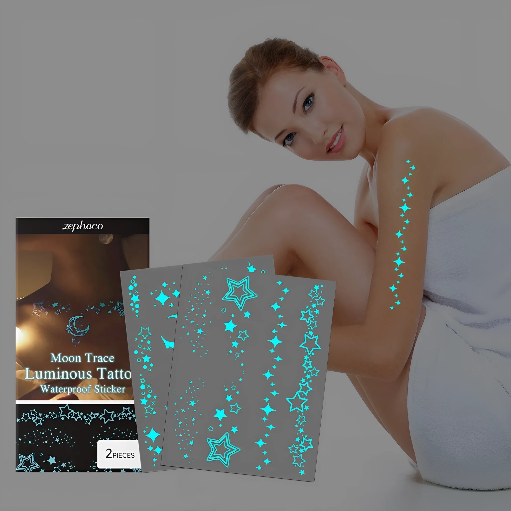 Luminous glow in the dark tattoo stickers with party ball design for temporary body art