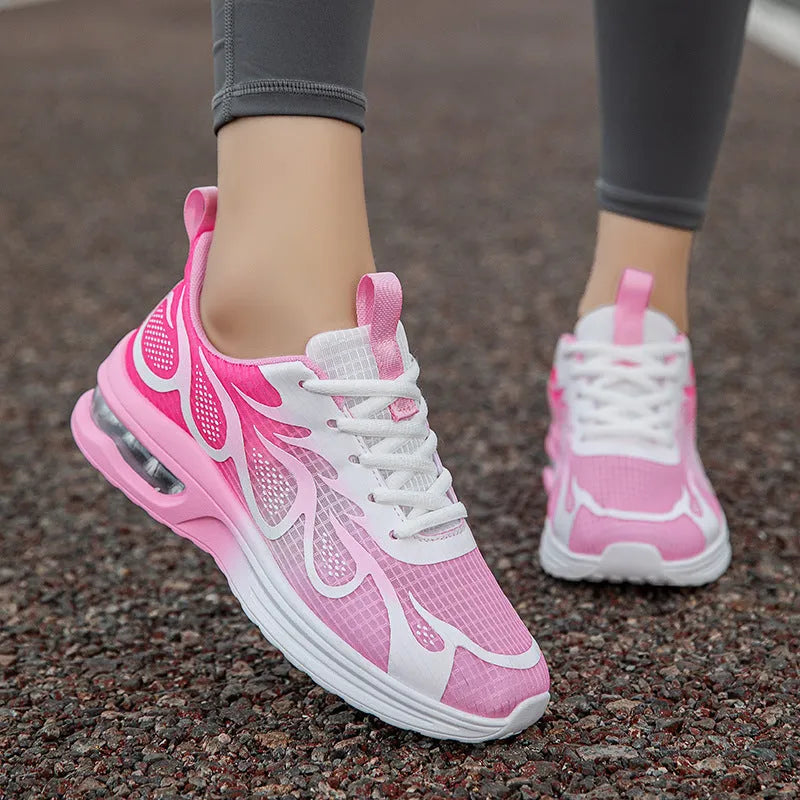 Women's mesh casual sneakers in pink, plum red, or moonlight colour with PU sole