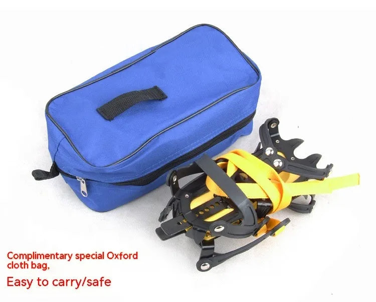 Professional non-slip shoe cover with ten steel teeth for snow and ice in yellow and orange