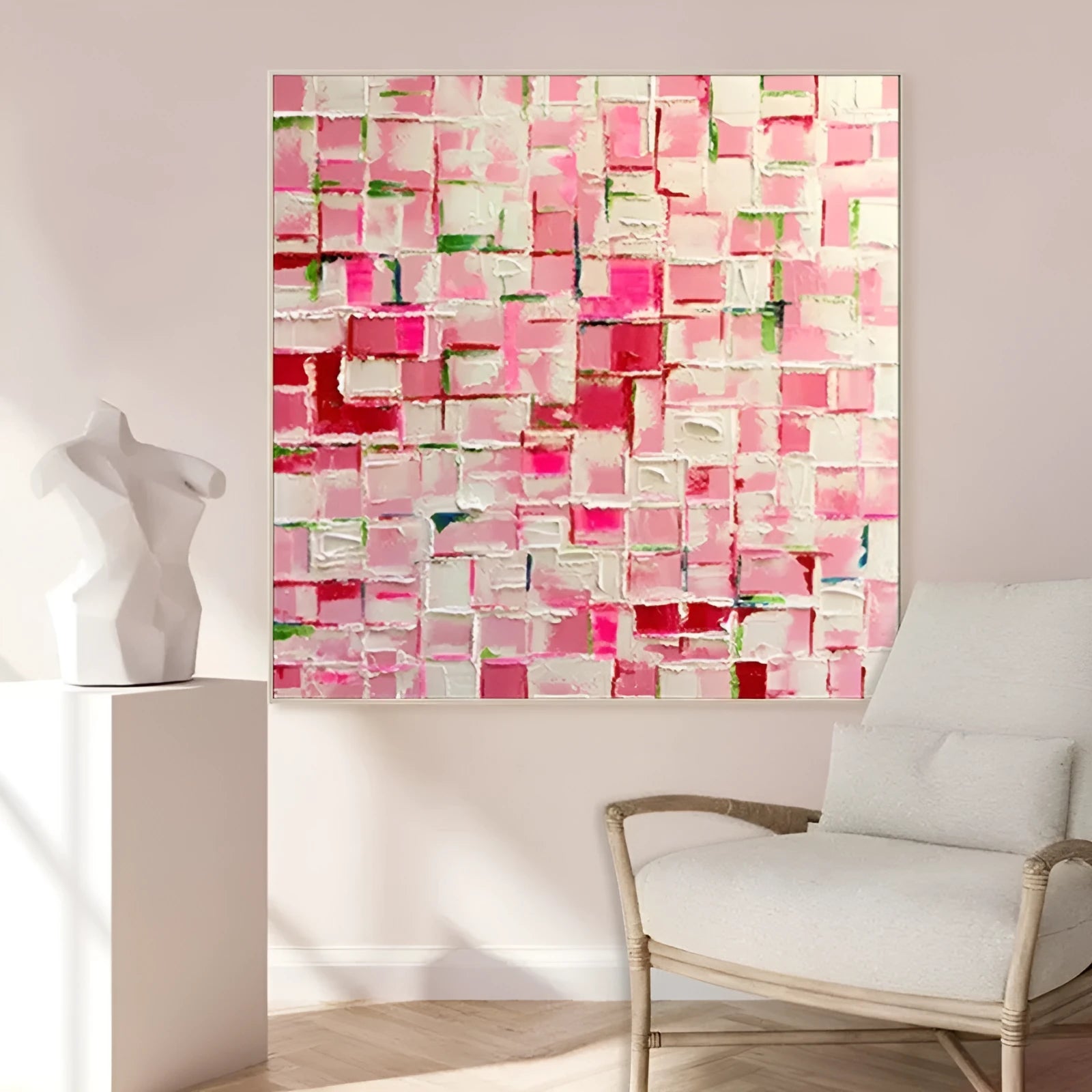 Hand painted abstract acrylic oil painting on canvas, no frame, modern art for living room decor, 60cm x 60cm size