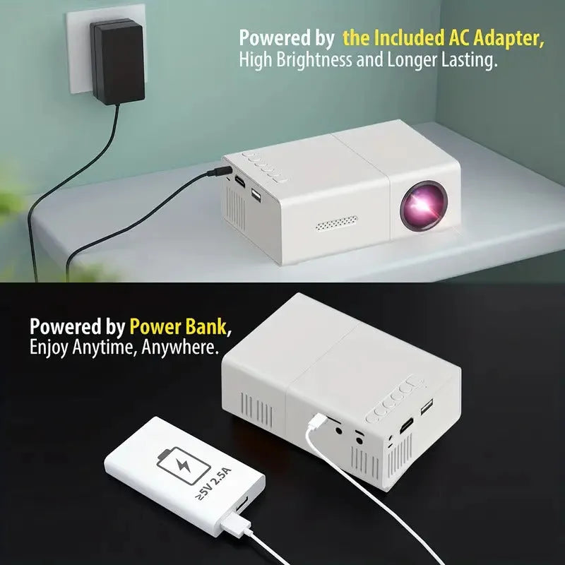 M100 portable mini home projector in black or white colour with remote control.