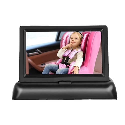 4.3-inch folding car baby monitoring screen with rear view camera and cigarette lighter power cord