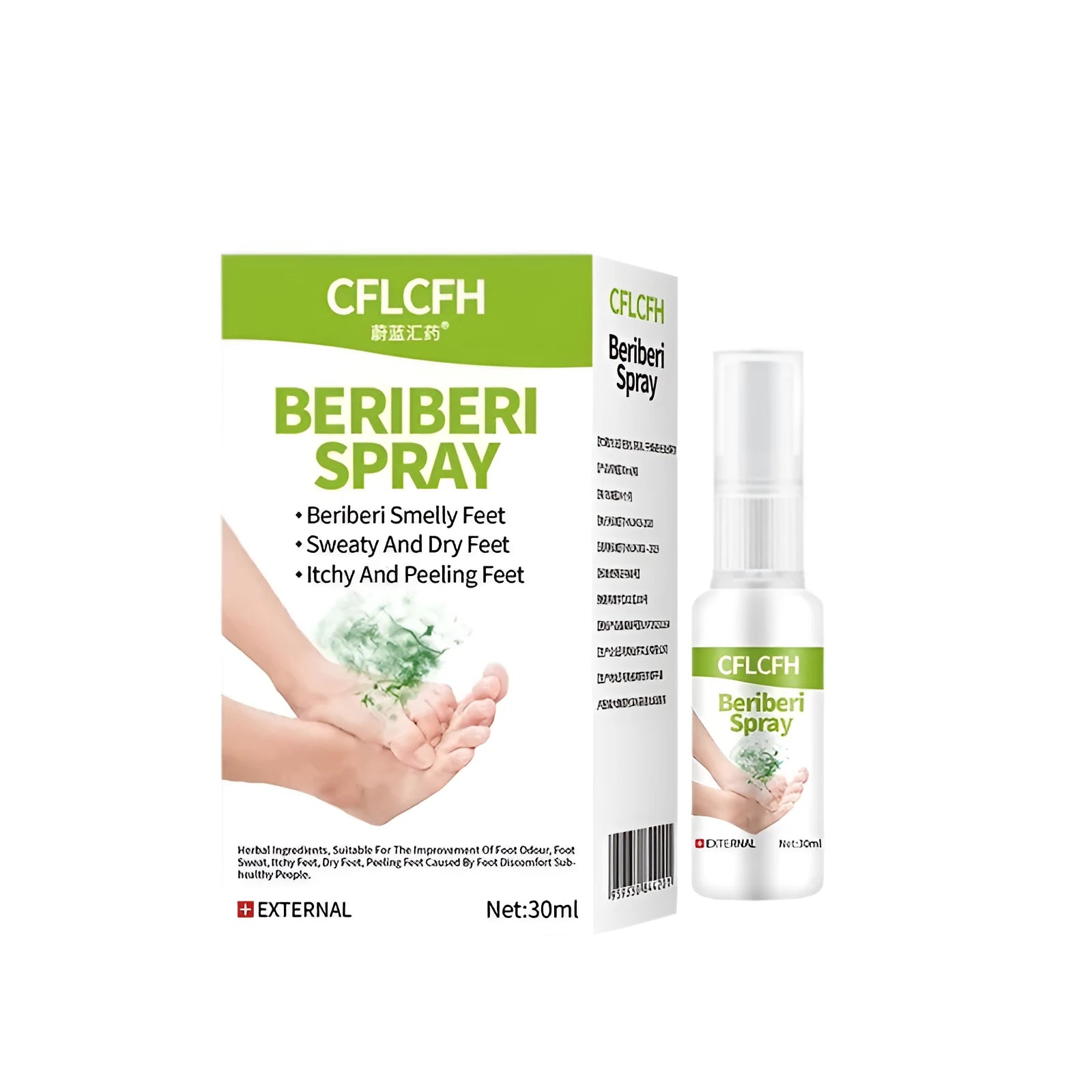 30ml foot odour spray bottle with spray mechanism for odour control