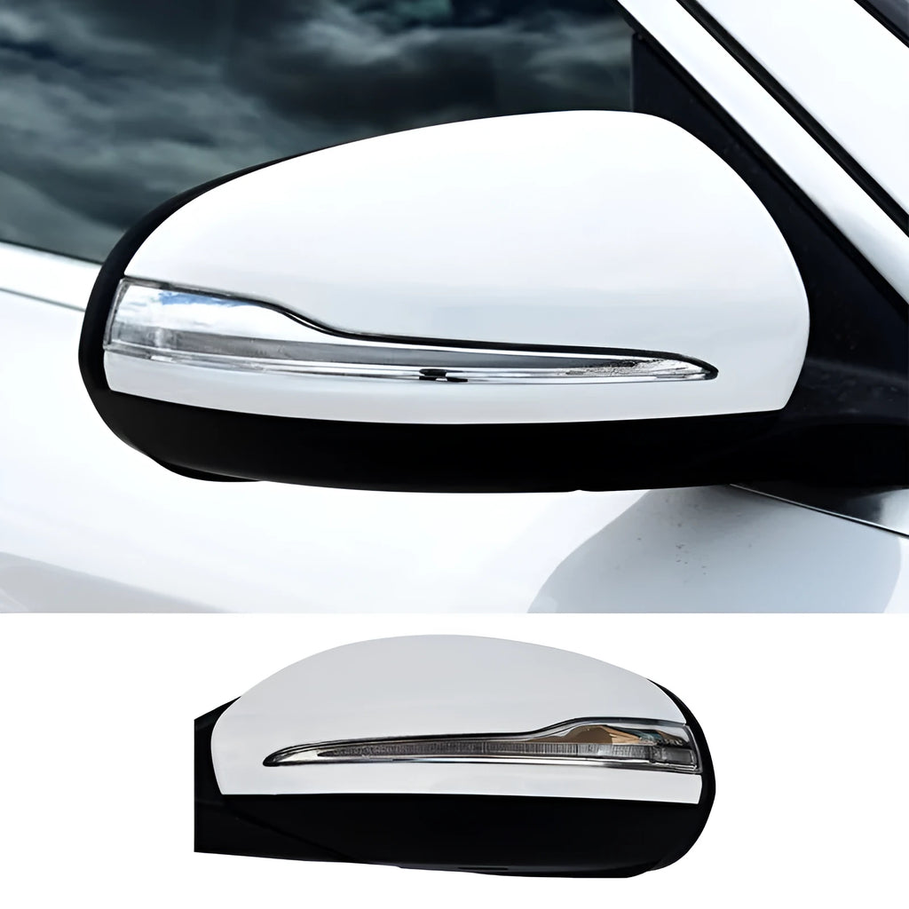 Mercedes-Benz W205 C-Class replacement rearview mirror assembly with ABS shell in black and white primer options