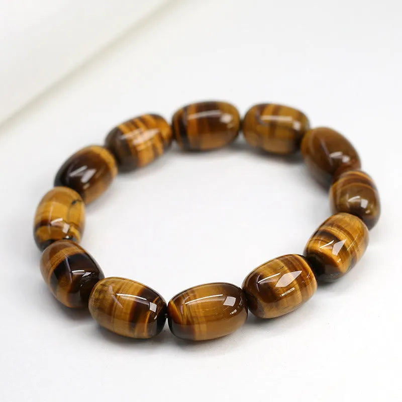Natural yellow tiger's eye bracelet with 11mm beads in constellation pattern ethnic style
