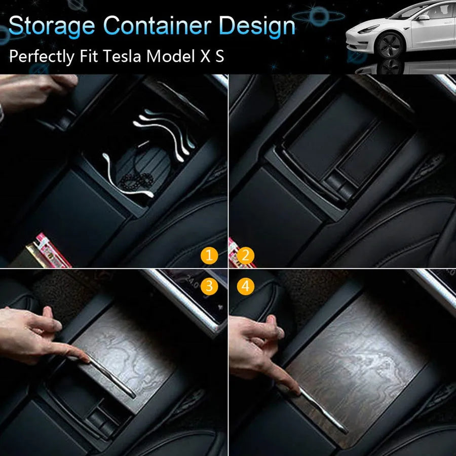 Black wireless charging storage box for Qi-compatible smartphones with fast charging capability