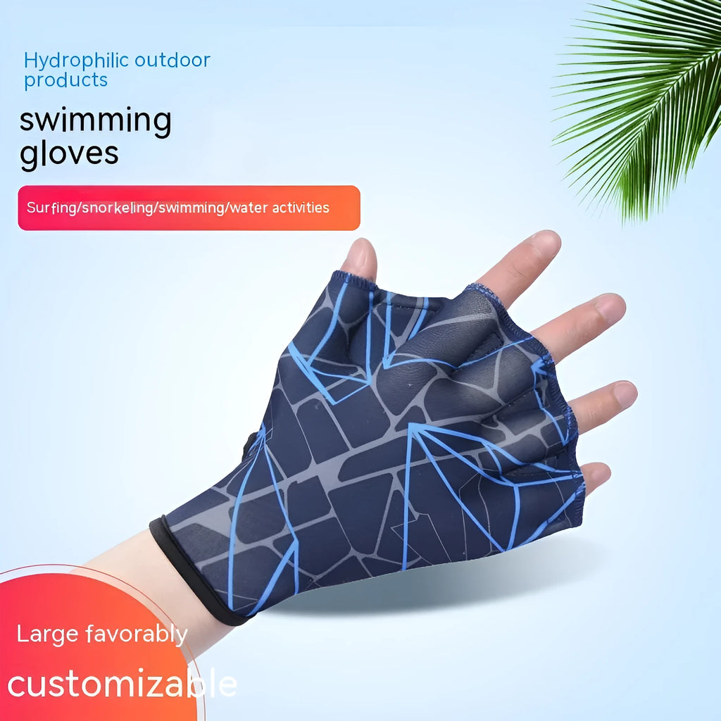 Duck feet webbed swimming gloves in multiple colour prints with nylon construction