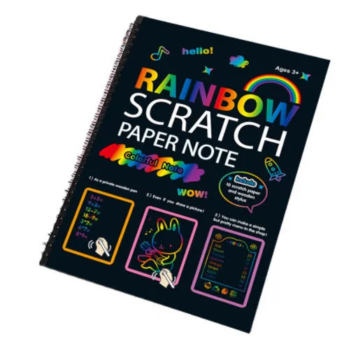 Large children's scratch art paper for DIY creative painting with colourful puzzle scraping design