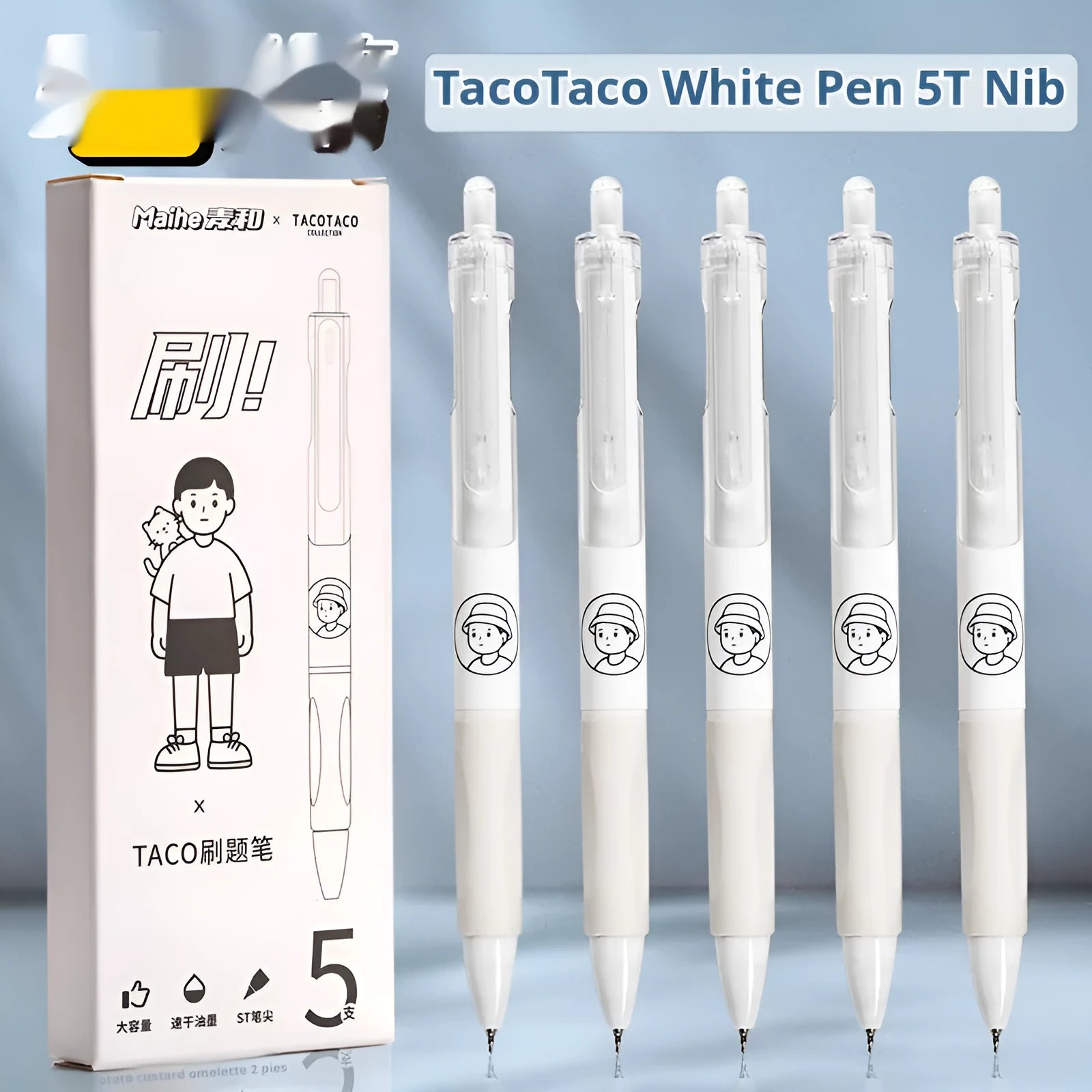 Five black ballpoint pens with 0.5mm tips for exam writing and signatures