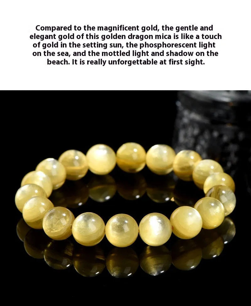 Handmade yellow lepidolite mica bead bracelet with geometric shapes and polished finish