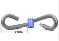 PVC leg exercise clip with steel spring and foam padding in pink, purple, blue, or grey.