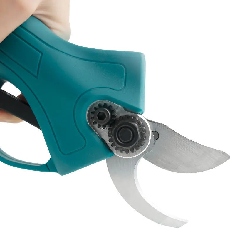 21V rechargeable electric pruning scissors with 70mm blade in plastic storage box