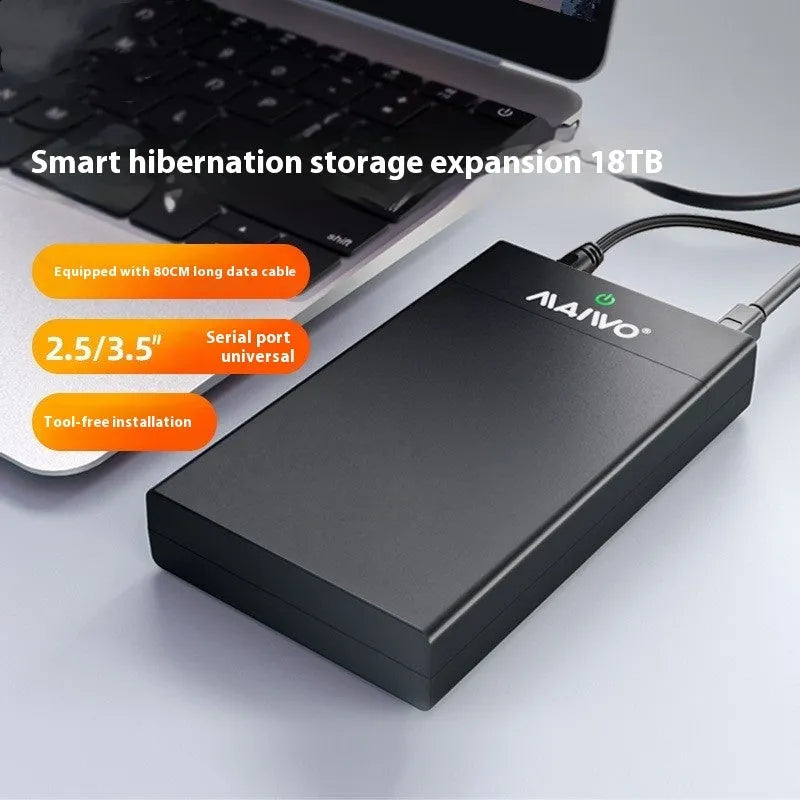 USB 3.0 hard disk enclosure for 3.5 inch SATA drives with sliding cover and multiple colour options