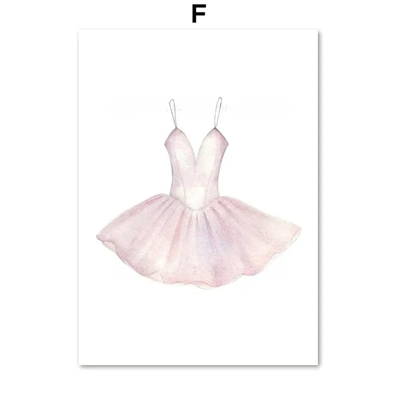 Ballet alphanumeric children's room canvas painting in frameless Nordic style, 13x18cm size