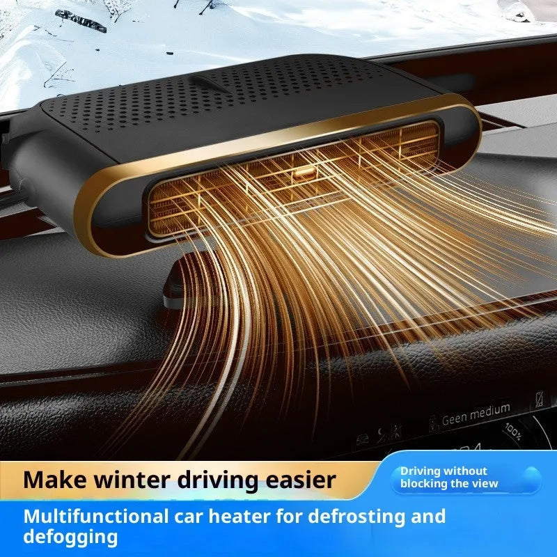 Black gold 120W car defogging defroster made of ABS material on a windscreen