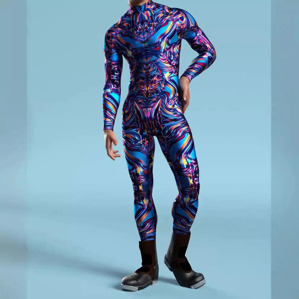 3D digital print Halloween cosplay jumpsuit in street hipster style on a model, spandex blend one-piece costume
