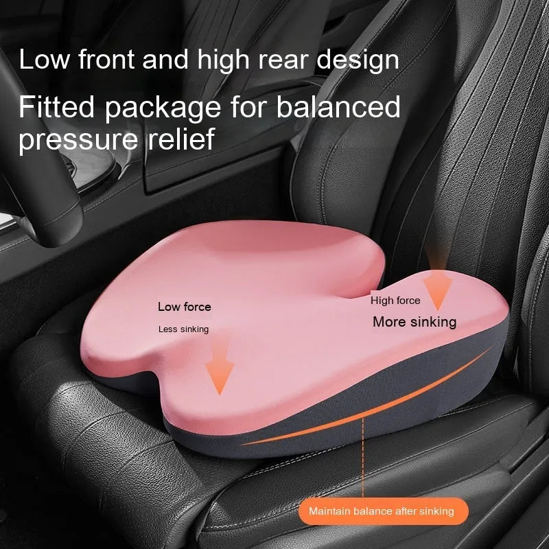 Flat style car seat cushion and lumbar support pad set in a choice of five colours.