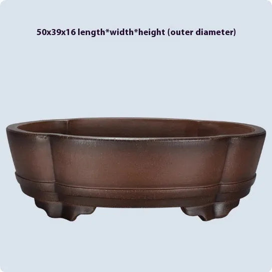 Purple clay ceramic rectangular flower pot measuring 50x39x16cm with classical terracotta design