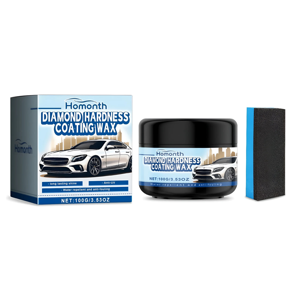 Diamond Hardness Coating Wax car polishing wax in PET bottle with included sponge