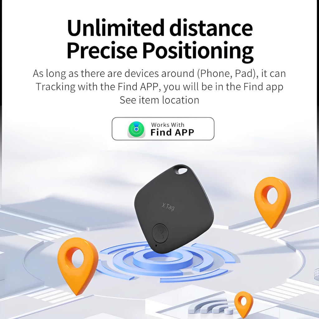 Small black Bluetooth key finder tracker on a keyring next to a smartphone showing location app.