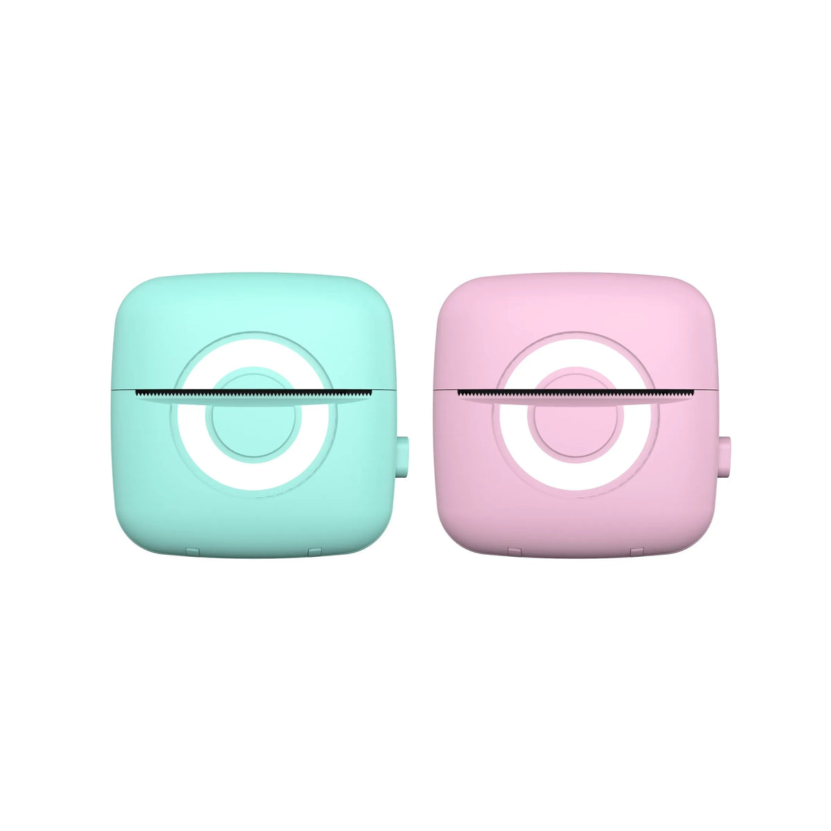 C13 pink self-adhesive label printer with Bluetooth and 1200mAh battery, 80x80x35mm