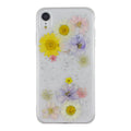 Blu-ray butterfly flower tempered glass phone case for iPhone XR, back view with decorative print